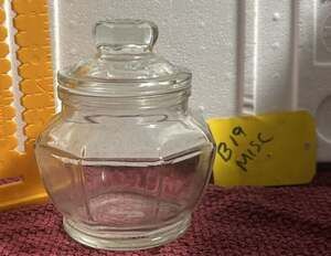 KIG Indonesia Paneled Octagon Glass Candy Jar with Lid